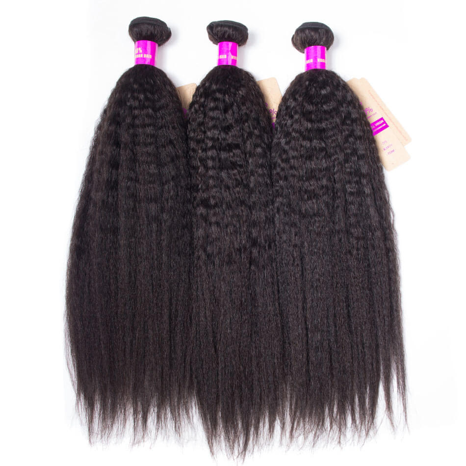 Beauty Hairstyle Malaysian Kinky Straight Hair 3 Bundles Human Hair Factory Direct Sale