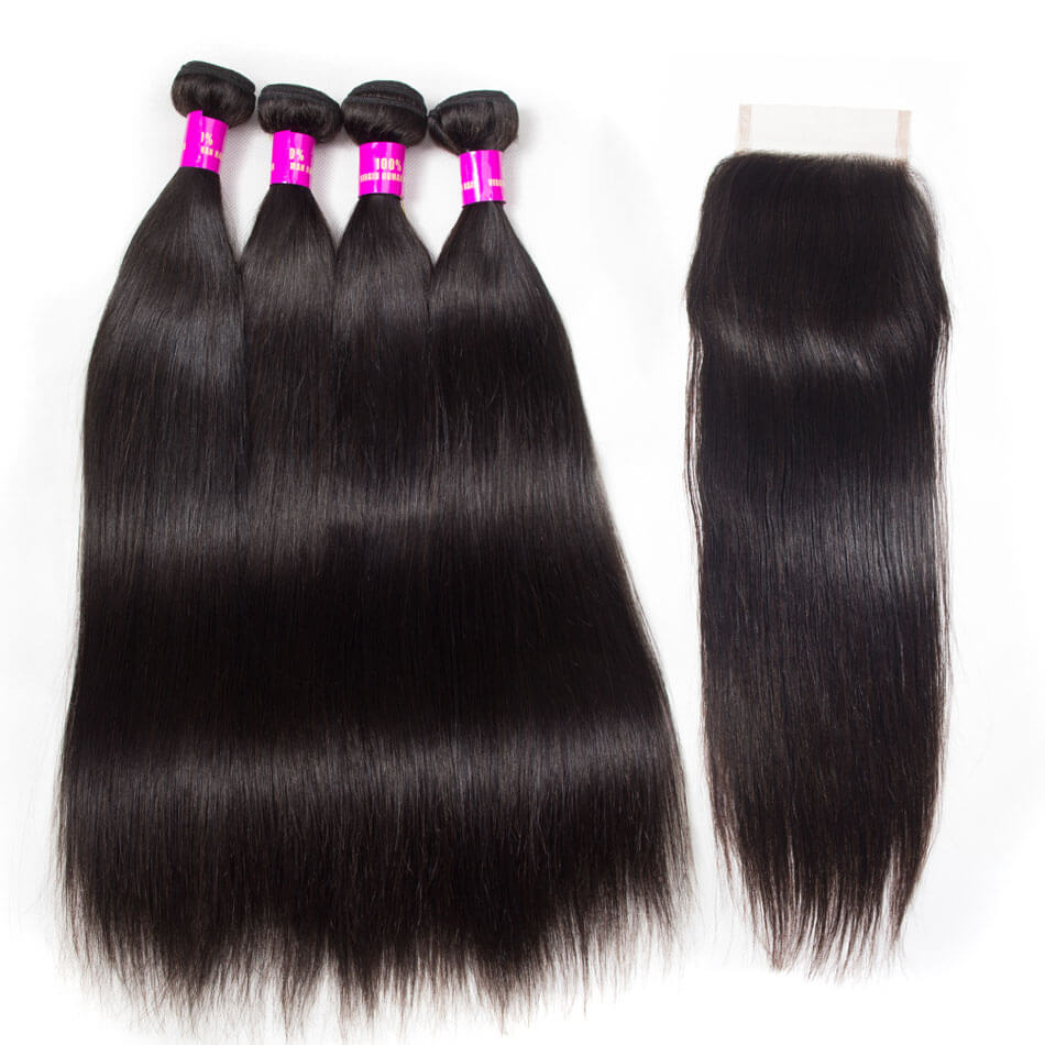 Brazilian Straight Hair 4 Bundles With Closure Tinashe Hair Brazilian Human Hair Bundles With Closure