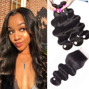 Tinashe hair 3 bundles Brazilian body wave with closure
