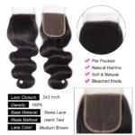 Tinashe hair body wave 5x5 lace closure