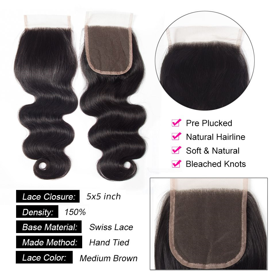 Tinashe hair body wave 5x5 lace closure