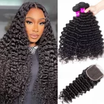 Tinashe hair deep wave 4 bundles with closure