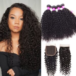brazilian curly hair 4 bundles with closure