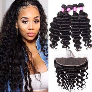 human hair 4 bundles with frontal