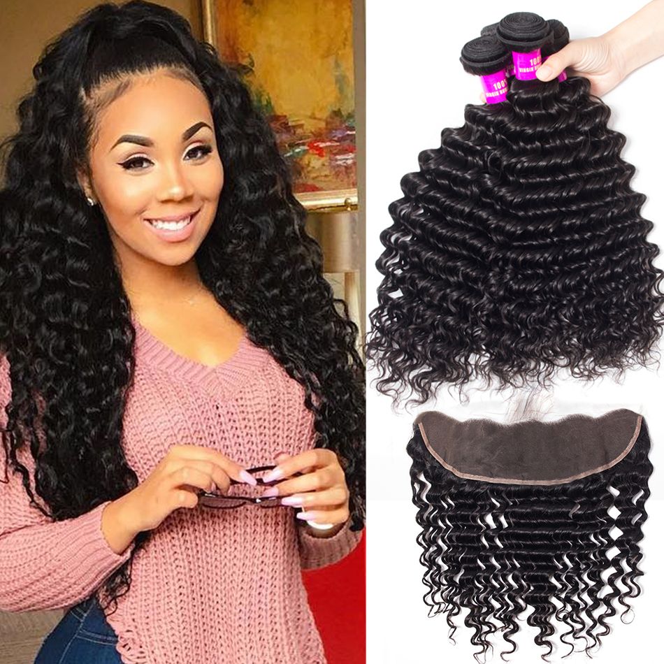 4 Bundles Peruvian Deep Wave With 13 4 Frontal Tinashehair