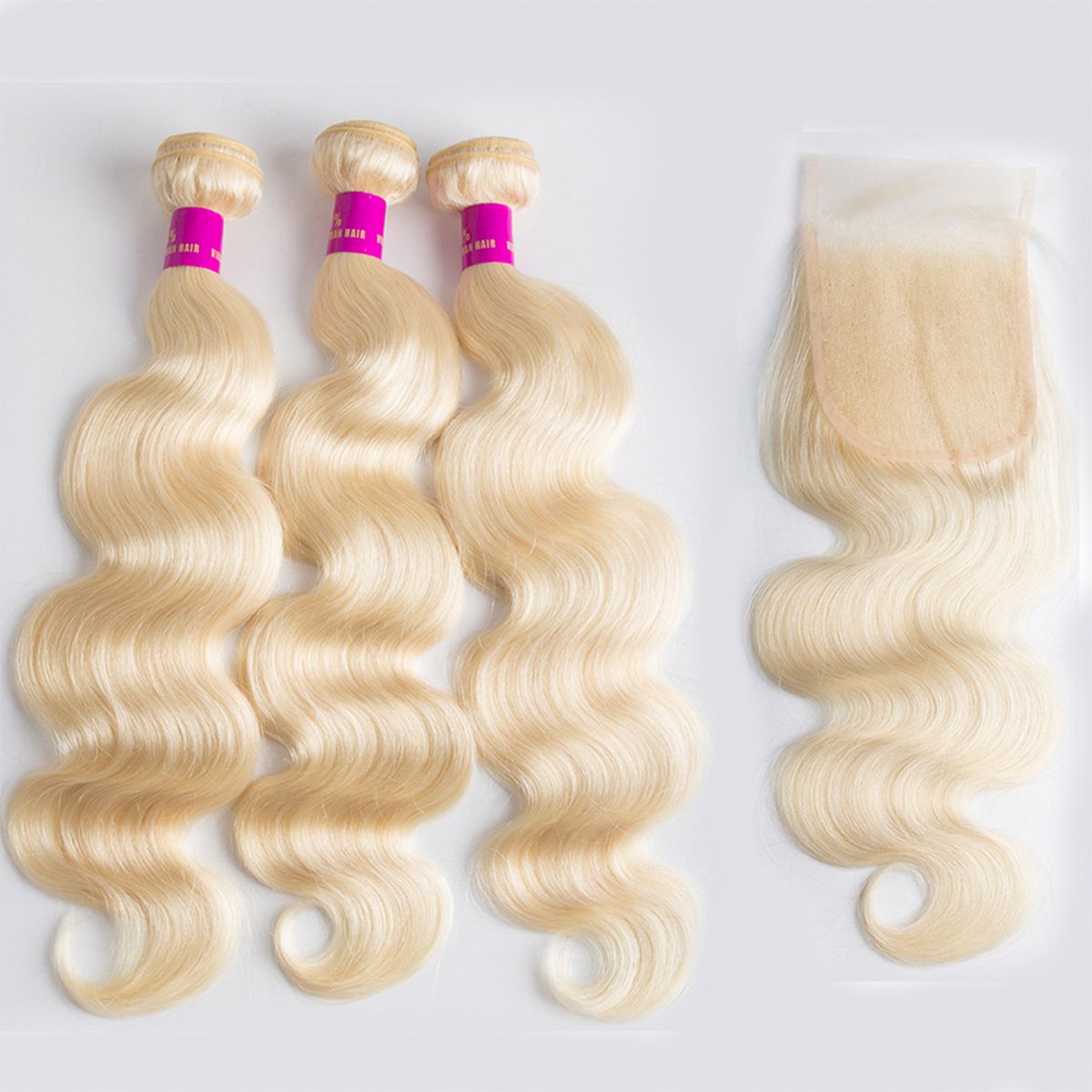 Tinashe hair Brazilian blonde bundle hair with closure color 613 blonde body wave 3 bundles with lace closure