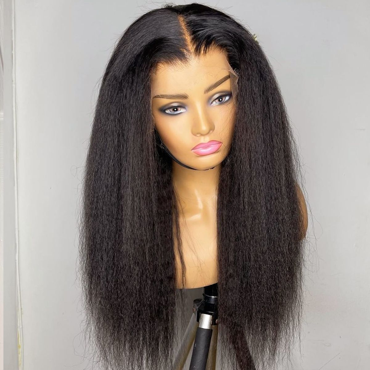 13×4 Lace Front Wigs Kinky Straight Hair Pre Plucked Virgin Human Yaki Hair Wigs Sale