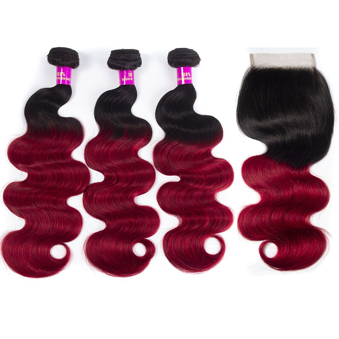 tinashe hair 1b red Brazilian 3 bundles with closure