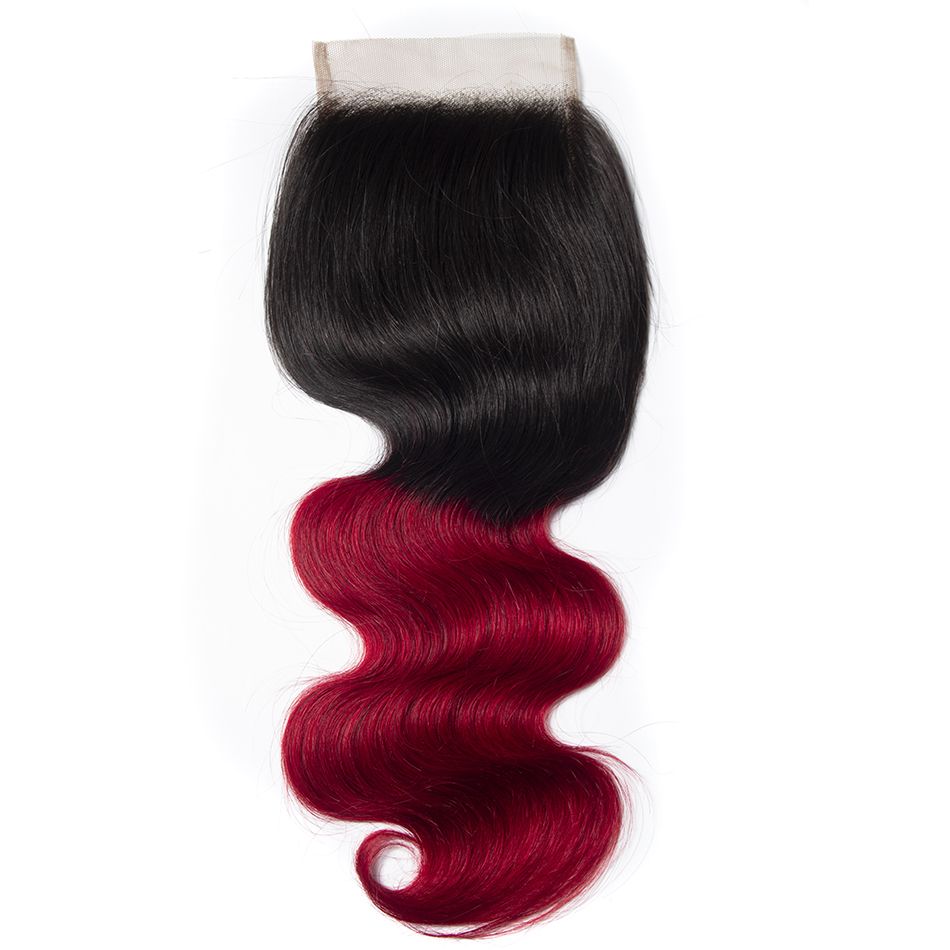 Tinashe hair 1b red body wave closure