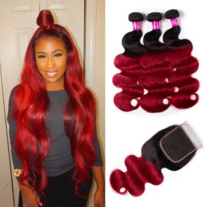 maroon weave hair