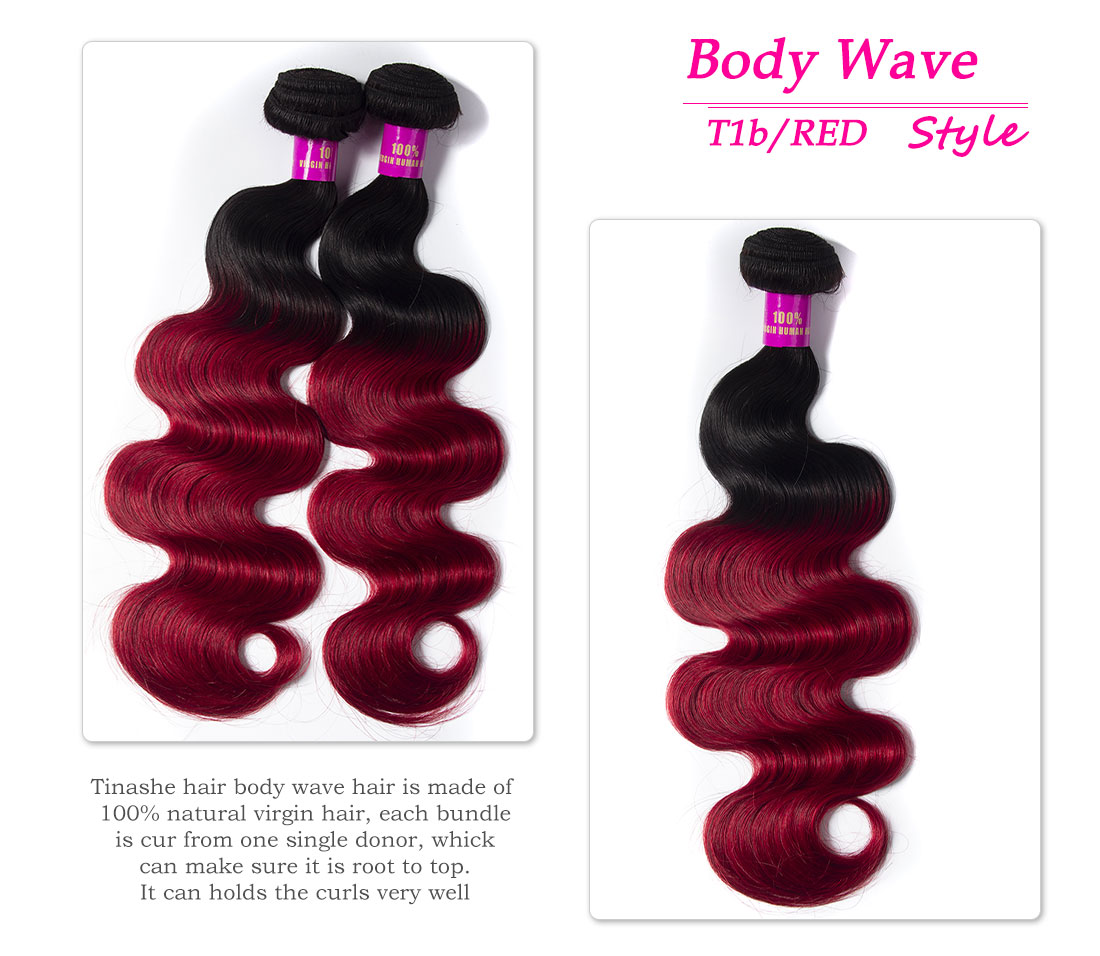 Tinashe hair 1b red Brazilian body wave bundles