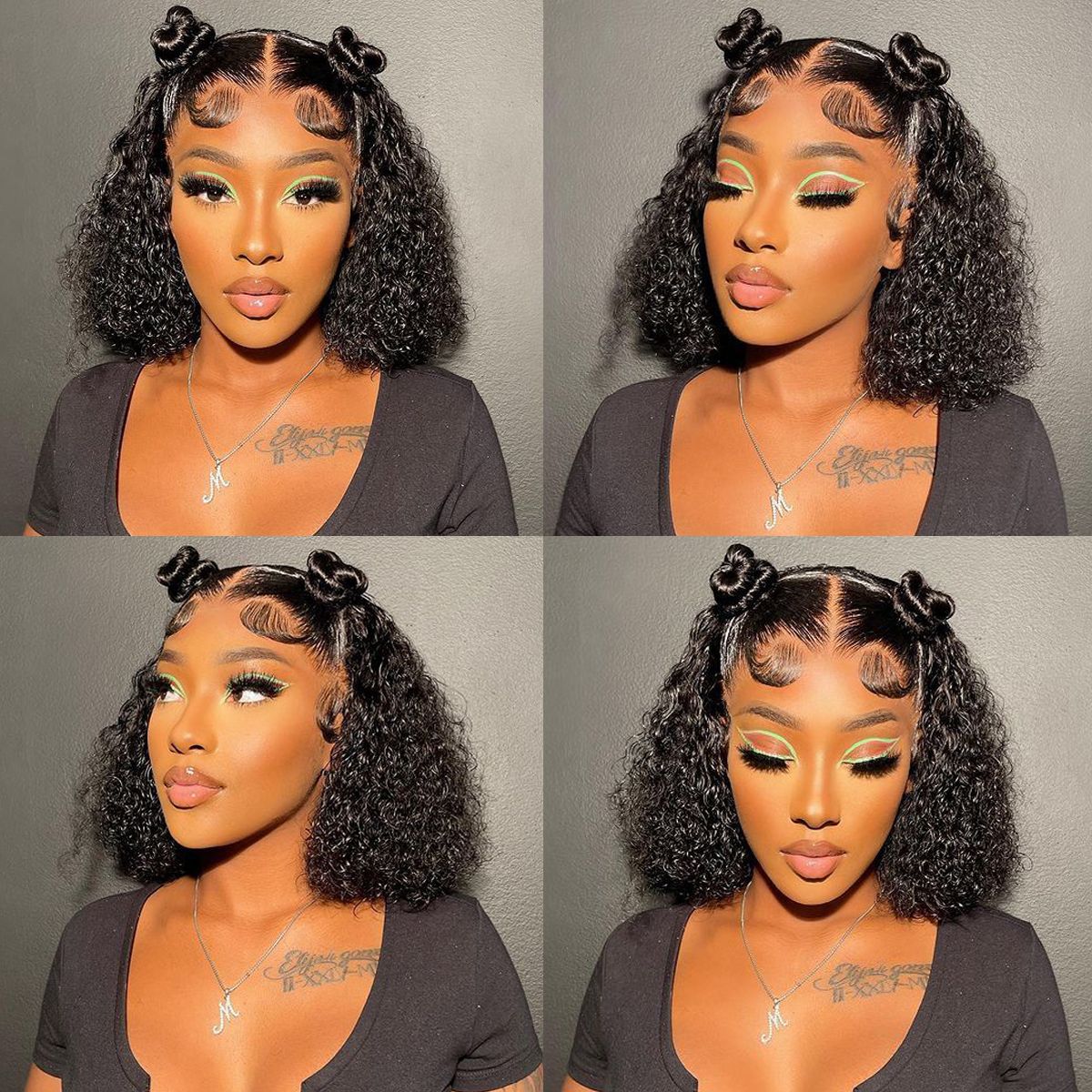 Curly Human Hair Lace Front Short Bob Wigs | Tinashehair