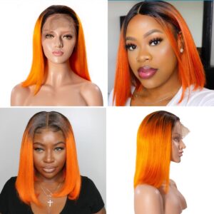 12 colorful short bob striaight hair wigs 1b orange
