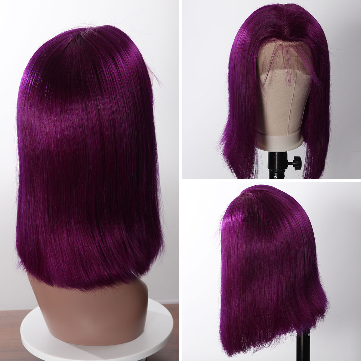 Colorful 13x6 Short Bob Straight Hair - Purple