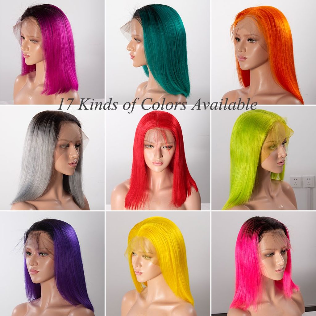 Colorful lace front short bob straight hair