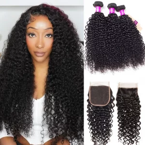 Tinashe hair Curly 3 bundles with closure