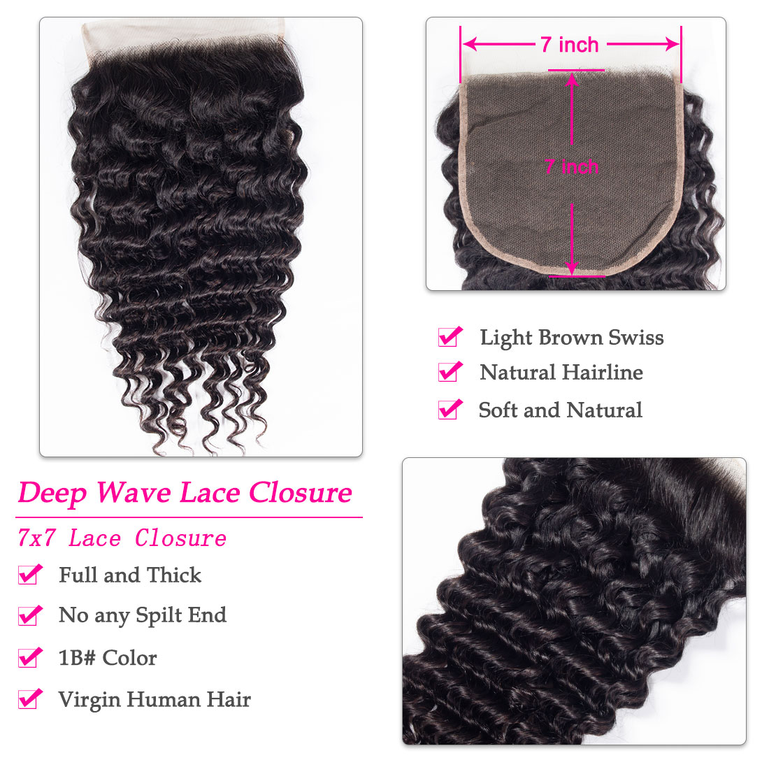 7x7 deep wave lace closure