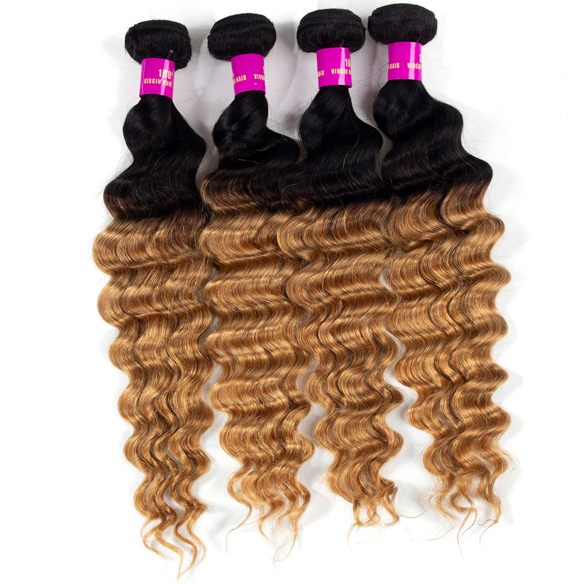 Ombre Color Hair 1B/27 Brazilian Loose Deep Wave 3/4 Bundles