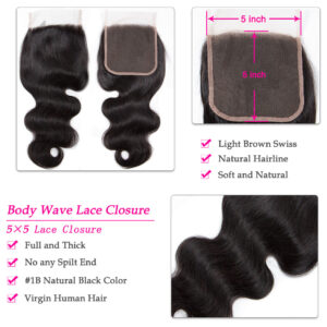 5x5 body wave lace closure