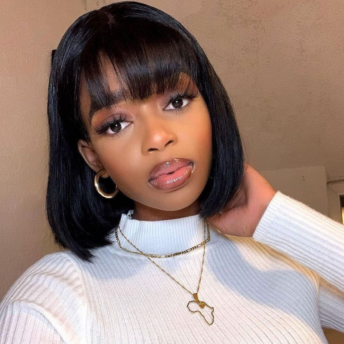 short bob with straight bangs