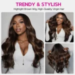 Tinashe hair highlight brown body wave wig