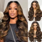 Tinashe hair highlight brown body wave wig