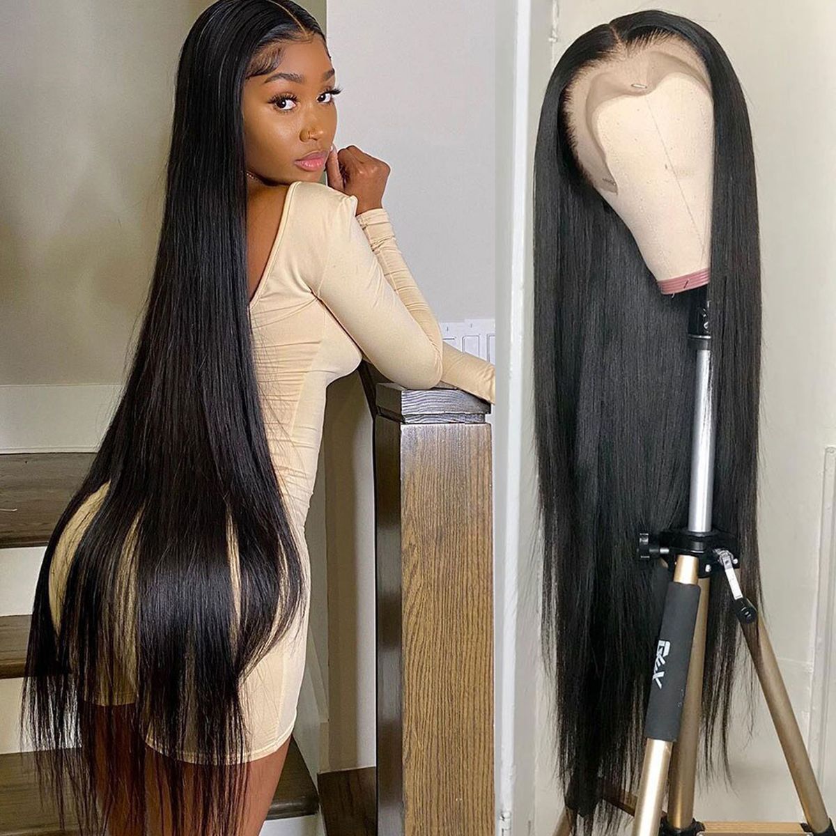 30″ 32″ 34″ 36″ 38″ 40″ Long Straight Human Hair 13×4 Lace Front Wigs