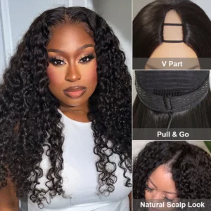 Tinashe hair bouncy deep curly v part wig (5)