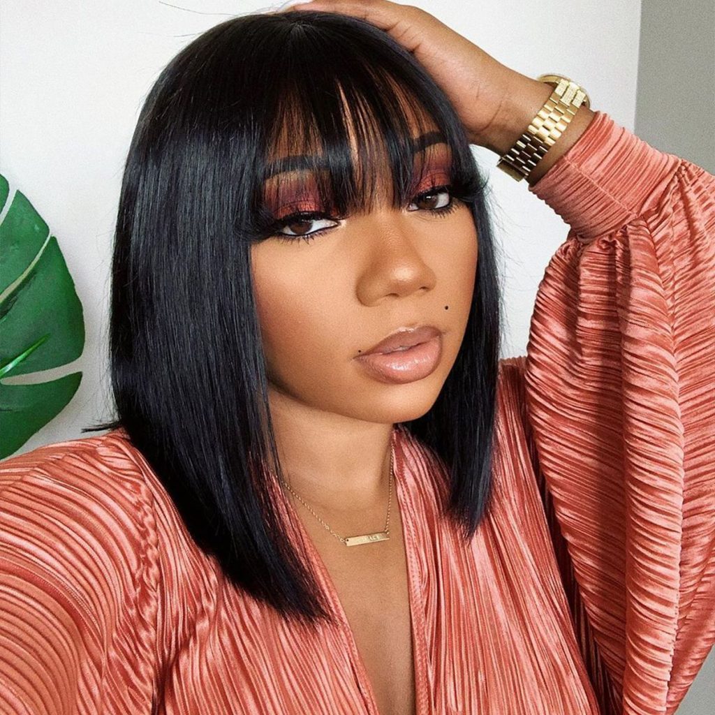 Straight Hair Short Bob Wigs with Bangs 150 Density Tinashehair