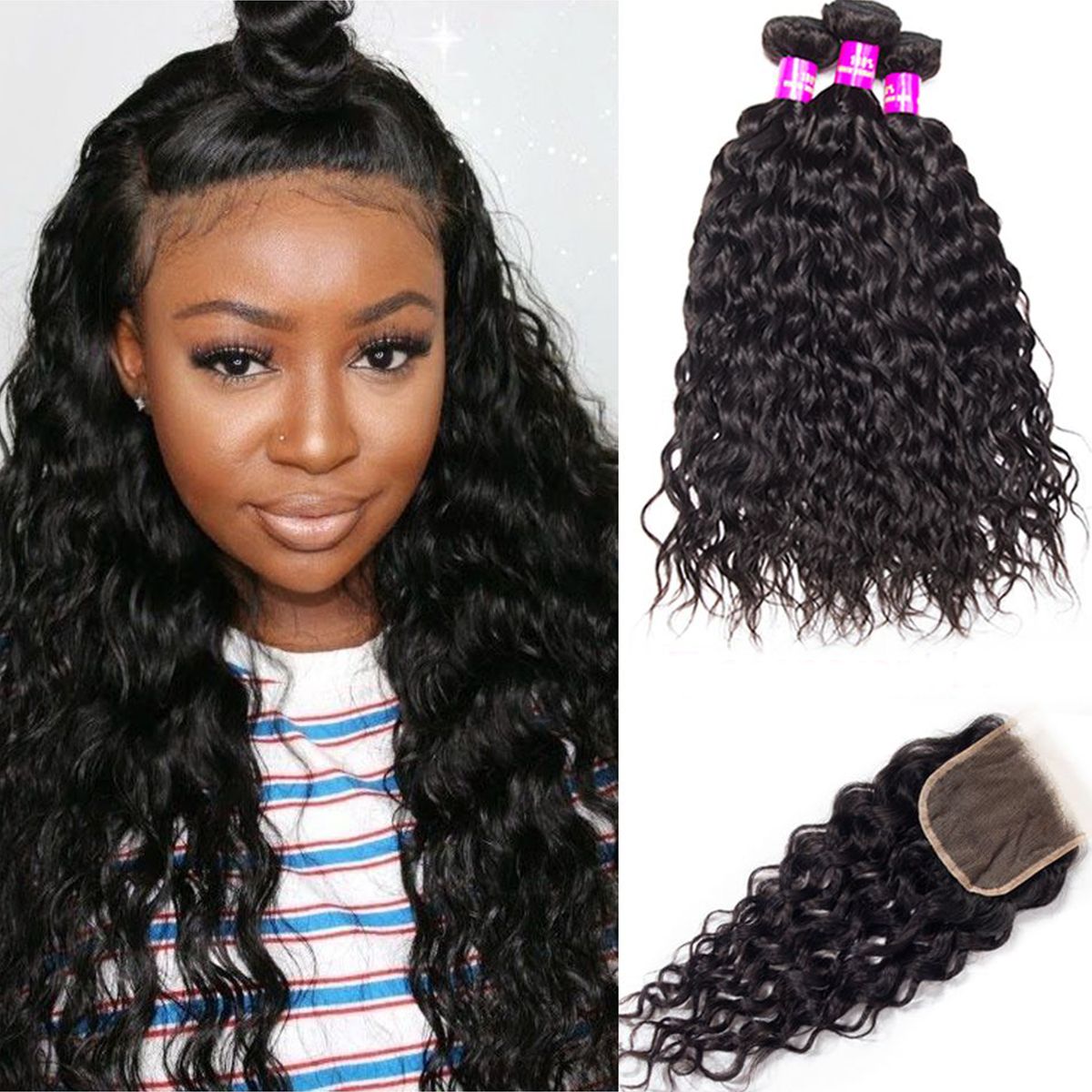 Brazilian Water Wave with 5×5 HD Lace Closure