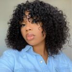 Curly bob wig with bang