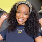 Kinky curly bob headband wig
