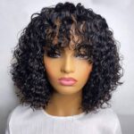 Water wave bob wig with bangs