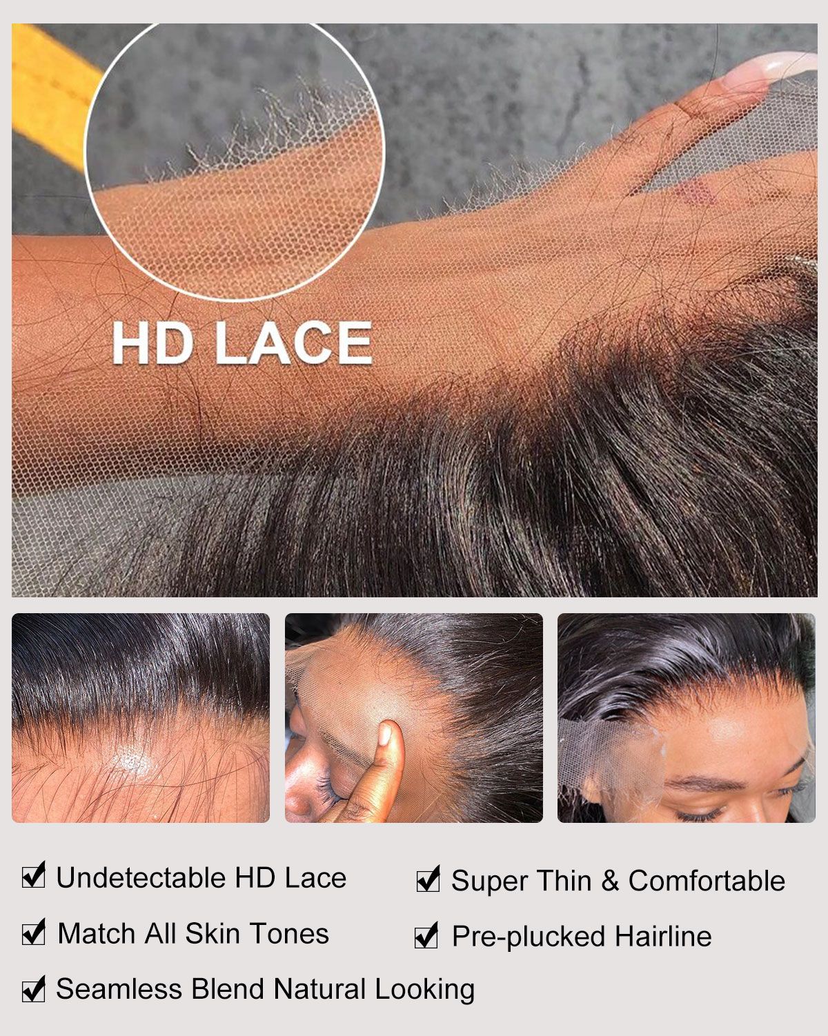 HD lace wig details