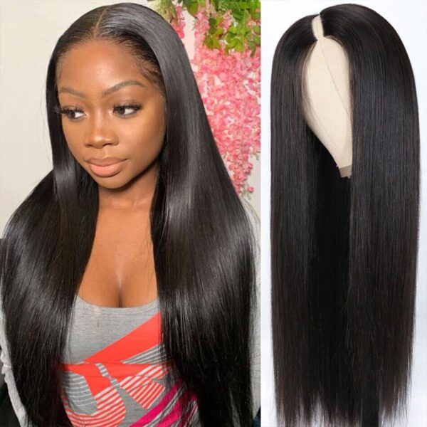 Straight v part wig