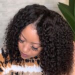 Curly V part bob wig