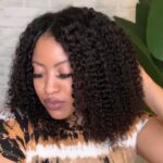 Curly V part bob wig