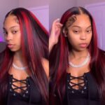 Highlight burgundy straight wig