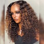 Ombre highlight curly lace wig