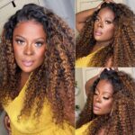 Ombre highlight curly lace wig