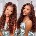 Reddish brown deep wave wig