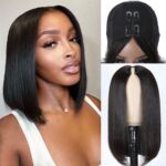 Straight V part bob wig