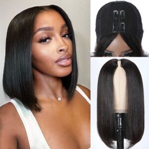 Straight V part bob wig