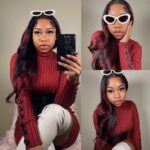 Tinashe hair highlight 1b-burgundy body wave wig