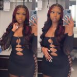 Tinashe hair highlight burgundy body wave wig