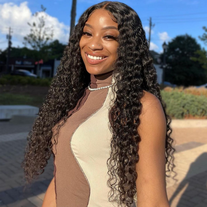 Long Deep Wave Human Hair 13×4 HD Lace Front Wigs 26″-36″
