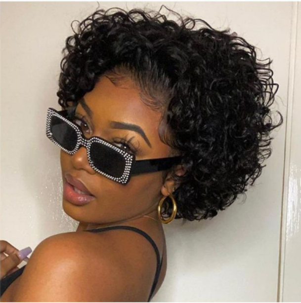 Pixie Cut Water Wave Short Bob Wig Bouncy Curly Glueless Lace Front Wigs