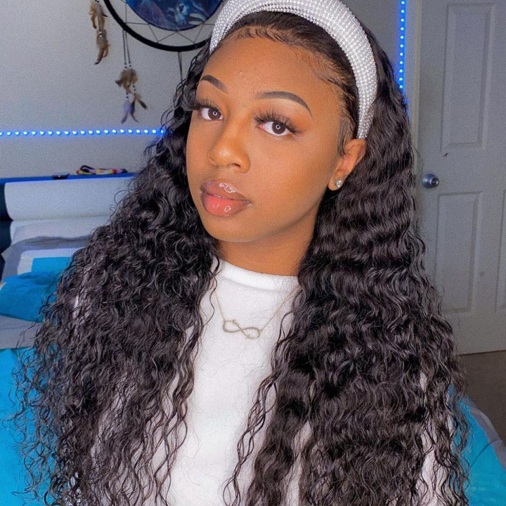 Deep wave headband wig