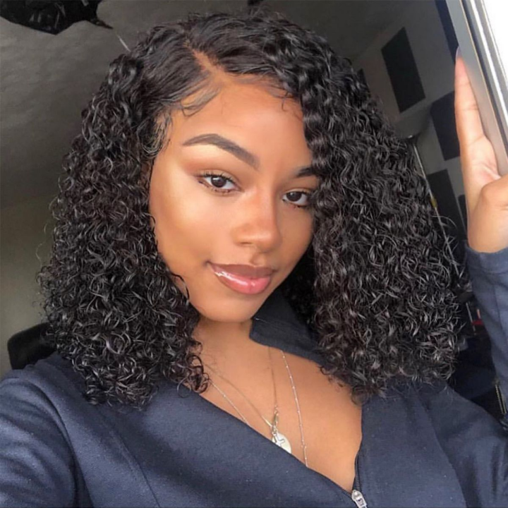 Throw On & Go Glueless HD Lace Front Wig Deep Curly Short Bob Wig.