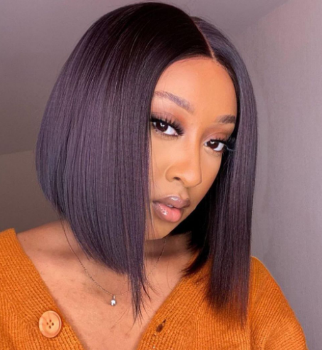 Straight Human Hair 13×4 HD Lace Front Short Bob Wigs